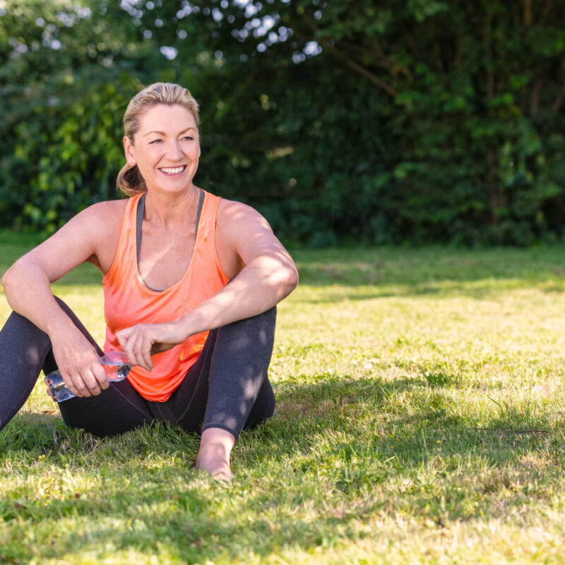 Sharp physiotherapy patient walking pain-free after back pain treatment and recovery support.