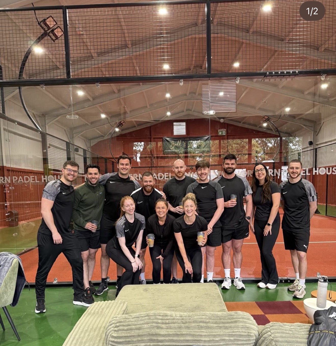 The team playing padel on a staff day out
